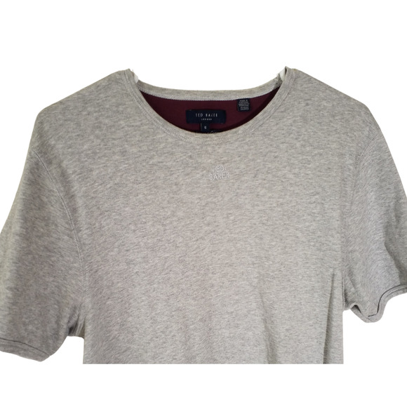 Ted Baker Men’s Gray Crew Neck Cotton T-Shirt Short Sleeve Size XL / 5 - Picture 2 of 8
